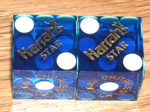 1 PAIR OF DICE FROM THE HARRAH'S STAR CASINO (6) LAKE CHARLES LA - Picture 1 of 2