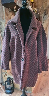 Casaco ANTHROPOLOGIE Moth Paloma suéter tamanho M marrom preto Chevron 1 botão - Imagem 1 de 4