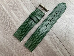 Tamaño 21mm/18mm, Correa de Reloj de Cuero Lagarto Verde Hecha a Mano, Correa Personalizada - Imagen 1 de 10