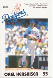 1989 Los Angeles L. A. Dodgers Police Baseball card #55 Orel Hershiser