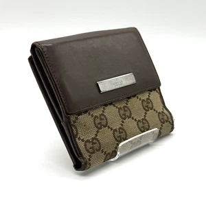 GUCCI Bifold Wallet Purse GG Canvas Leather Authentic - Picture 1 of 24
