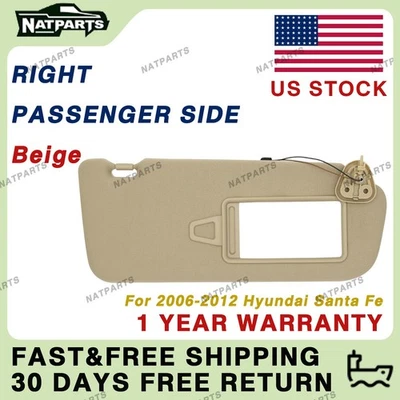 Right Passenger Sun Visor w/Light for Hyundai Santa Fe 2006-2012 852200W110J9 - Image 1 of 4