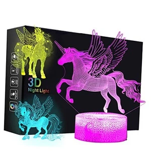 3D Unicorn Night Light for Girls Room, 3-Patterns and Timing 3 Unicorn Pattern - Picture 1 of 7