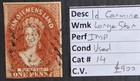 1855 Tasmania Australia 1d Carm Impf Chalon Head stamp Large Star WMK Used£900