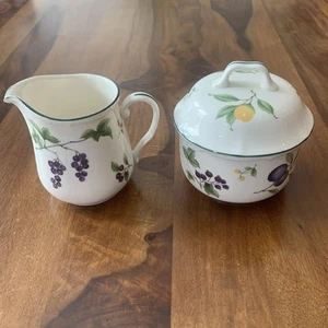 Noritake Fruit Parfait GALA CUISINE Creamer and Sugar Bowl & Lid Japan Vintage - Picture 1 of 18