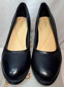 Clarks Zapatos de Corte de Cuero Reino Unido 3.5 D/ 36 Freva55 para Mujer Negros Sin Cordones Tacón Bloque - Imagen 1 de 15