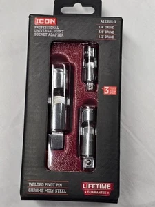Icon A123US-3 Professional Universal Joint Socket Adapter Set, 3 Pc - New - Picture 1 of 2