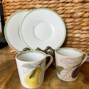 Block Spal Watercolor Pear & Plum Espresso Cup with Saucers - Picture 1 of 6