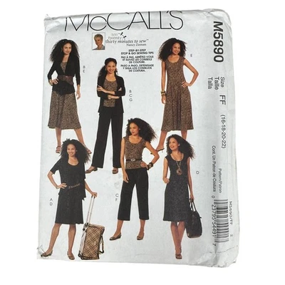 McCalls M5890 Sewing Pattern Misses Jackets Tops Dresses Pants Size 16 -22 Y2K - Image 1 of 4