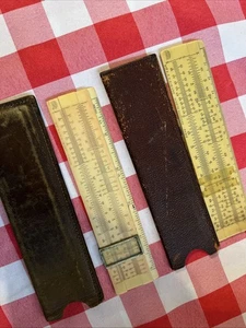 2 x Vintage MARC (Paris) Taschen Rechenschieber mit Soft Pouch Hüllen - Bild 1 von 20