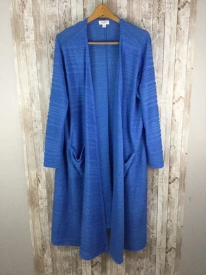Cárdigan plumero abierto largo texturizado azul talla XL para mujer LULAROE cómodo artístico Foto 1 de 4