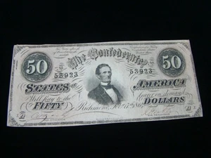 Confederate States of America 1864 $50 Bank Note XF+ Richmond, Va. CSA 41012 - Picture 1 of 2