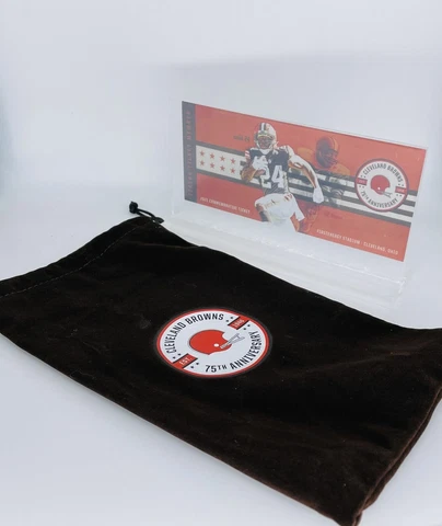 Cleveland Browns 75th Anniversary Commemorative Ticket, Holder & felt Pouch Cover