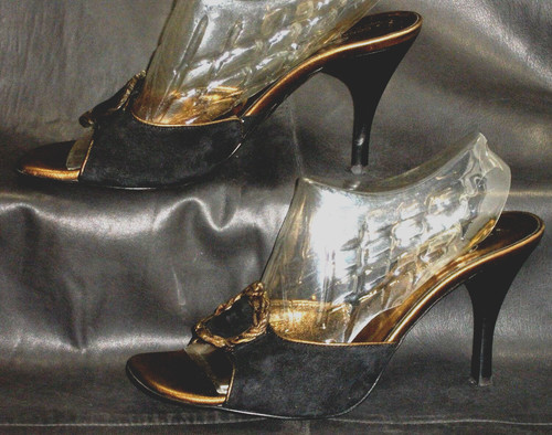 MBT Donald J Pliner Couture Nervo sandali donna neri scamosciati mulo scarpe taglia US 8M