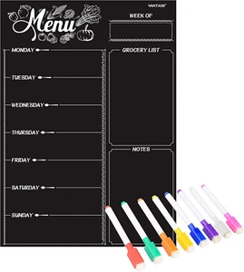 Magnetic Refrigerator Chalkboard,Weekly Menu, Meal Planner, Grocery Shopping Lis - Picture 1 of 5