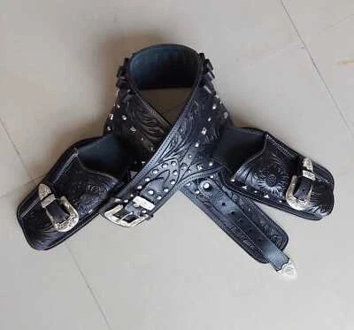 Western Double Gun Holster Belt Revolver Pistol Cowboy .22 .35/357 .44/45 Cal - Image 1 of 4