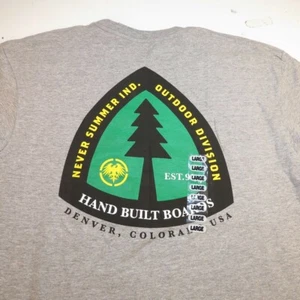 NEW HAND BUILT BOARDS OUTDOOR DIVISION Denver COLORADO TEE T SHIRT Mens L Gray - Picture 1 of 4