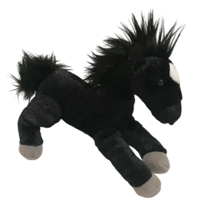 Aurora Black w White Spot Horse Plush Stuffed Animal Toy Doll - Picture 1 of 6
