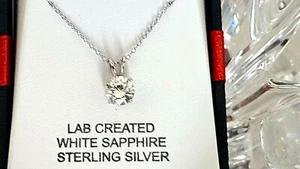 COLGANTE/COLLAR DE DIAMANTES DE PLATA ESTERLINA .925 CREADO EN LABORATORIO (18) - Imagen 1 de 6