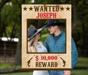 Wild West Wanted Selfie Frame for Party Birthday Western Cowboy on 6mm Corex - Picture 1 of 3