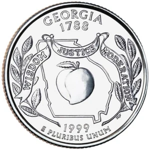 1999 P Georgia State Quarter.  Uncirculated From US Mint roll. - Picture 1 of 3