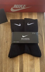 Nike Everyday Black Cushioned Crew Cotton Socks Large 8-11 Men’s Woman’s Gift - Picture 1 of 6