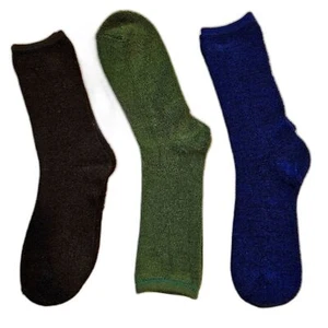 Calze girocollo in acrilico tinta unita a maglia piatta - verde militare, blu oceano, marrone ricco nuove con etichette - Foto 1 di 6