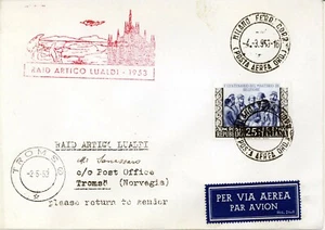 Raid Artico Lualdi (1953) su aer. affr. con Martiri di Belfiore (B), recante l'a - Picture 1 of 2