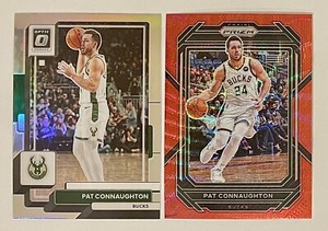 Pat Connaughton 2022-23 Panini Prizm Ruby Wave #97 + Optic Holo #74 Bucks PWE