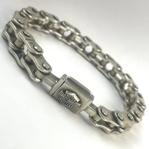Vintage Harley Davidson Bike Link Chain Biker Bracelet Silver 925 Mexico 154 g - Picture 1 of 6