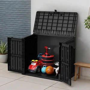 Weatherproof Outdoor Tools Shed 36CuFT Lockable Resin Storage Box w/o Shelving - Picture 1 of 11