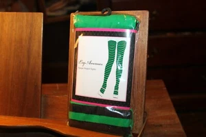 New Leg Avenue Opaque Striped Tights One Size 90-160lbs Green Black - Picture 1 of 2