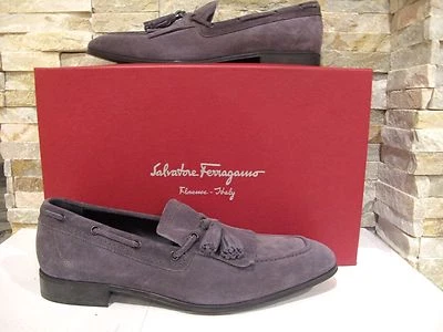 ¡NUEVO EN CAJA! ZAPATOS SALVATORE FERRAGAMO GRIS GAMUZA DETALLE BORLA TALLA 7.5 EE Foto 1 de 4
