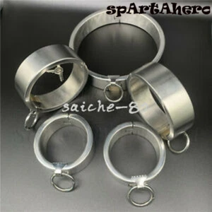 Stainless Steel Neck Collar Handcuffs Ankle Cuffs Couple Restraint Device Brand - Picture 1 of 20