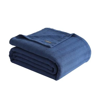 Eddie Bauer - King Blanket, Premium Cotton Variegated Weave Bedding, Striped ... - Image 1 of 4