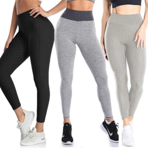 Women Anti-Cellulite Yoga Pants Tik Tok Leggings Push Up Bum Butt Lift Sport Gym - Picture 1 of 35