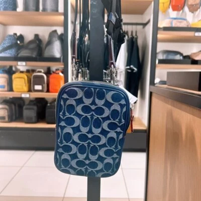 Bolso Bandolera Coach Aden Para Hombre Nuevo con Etiquetas en Denim Signature CY889 Foto 1 de 4
