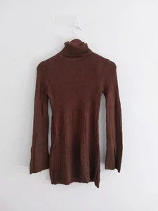 Soft Surroundings SZ XS Tunic Sweater Brown Cable Knit Wool Blend Turtleneck - Picture 1 of 6