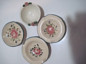 Vintage - Ash Trays set of 3 and trinket dish from Italy  Flower Deign - Picture 1 of 13