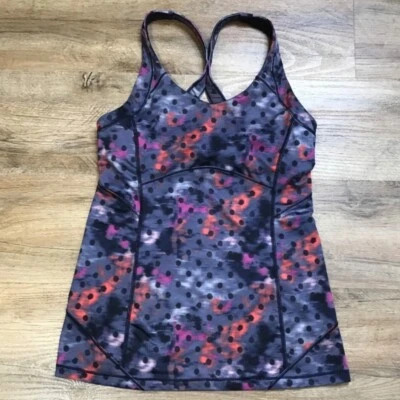 Lululemon Size 8 Tank Top Kanto Catch Me Windy Blooms Regal Plum Dot Racerback - Image 1 of 4