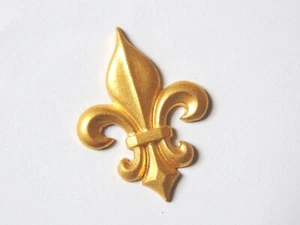 Ancien Ornement Applique fleurs de Lys métal doré restauration cadre meuble 3,7c - Picture 1 of 2