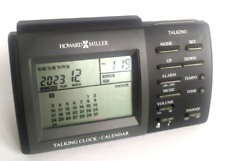 Howard Miller Talking Clock/Calendar Alarm Temperature Battery Operated 6" Wide