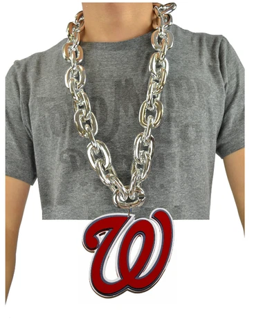 New MLB Washington Nationals SILVER Fan Chain Big Necklace Foam Cover