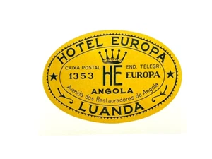 Etiqueta de equipaje repro pegatina viaje exótico hotel Europa Angola Luanda - Imagen 1 de 2