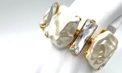 Pulsera ancha Kenneth Jay Lane cristal/perla Foto 1 de 4