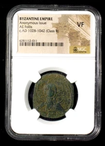 Byzantine Anonymous Follis 1028-1042 AD NGC VF 2011 - Picture 1 of 3