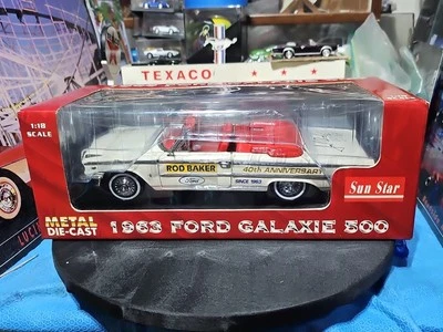 VINTAGE SUN STAR 63 FORD GALAXIE 500 CONVERTIBLE WHITE/RED *EXTRA RARE AUTOGRAP* - Image 1 of 4