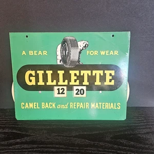 Vintage Gillette Tire 1940-1950's advertising sign with a built‑in "Patch Timer" - Picture 1 of 16