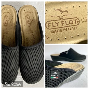 Fly Flot Italy Lightweight Clog Mule Mesh Anti Shock Anatomic Women 40/9 Black - Picture 1 of 17