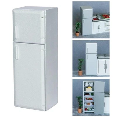 Dovewill 1/12 Maison de Poupée Miniature Cuisine Réfrigérateur Bois Frigo Meuble - Photo 1/4